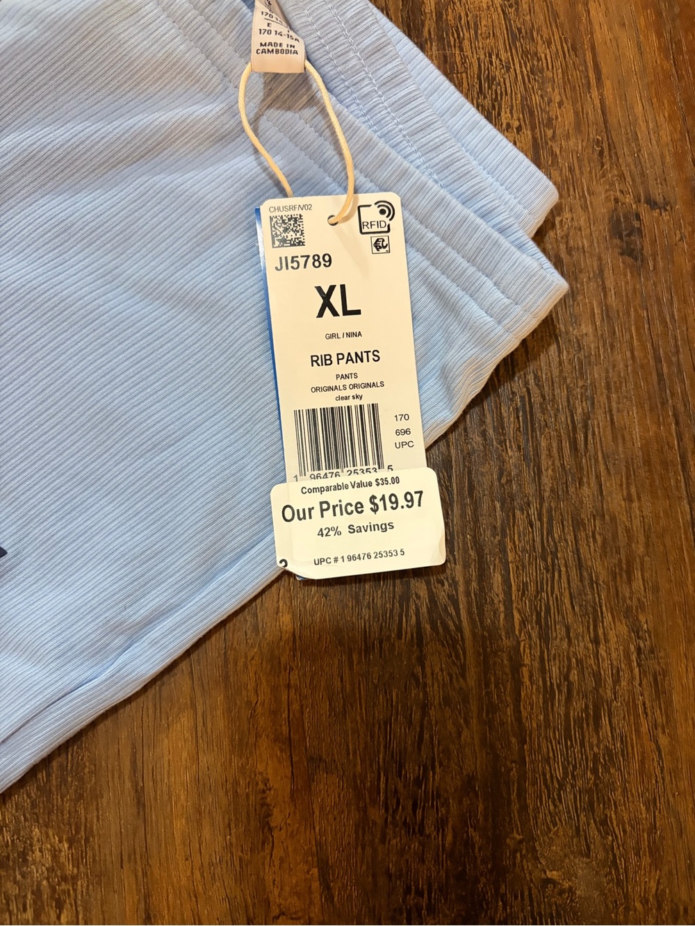 adidas Light Blue Ribbed Pants - Picture 2 of 4